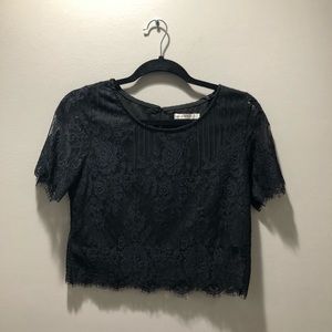 Black lace LF “T-shirt” crop top